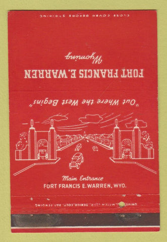 Matchbook Cover - Fort Francis Warren WY WEAR postcard 40 Strike
