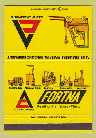 Matchbook Cover Fortna Allis Chalmers Fork Lifts Harrisburg Reading PA 40 Strike