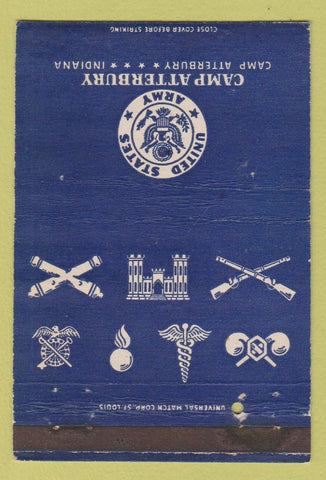Matchbook Cover - Camp Atterbury IN Army postcard 40 Strike