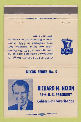 Matchbook Cover - Richard Nixon President RMS Match #5 Liberty Bell 40 Strike