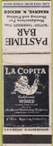 Matchbook Cover - Pastime Bar Reserve NM LA Copita Wines Lord Calvert? WEAR