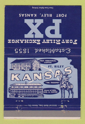Matchbook Cover - Fort Riley KS Exchange PX military 40 Strike