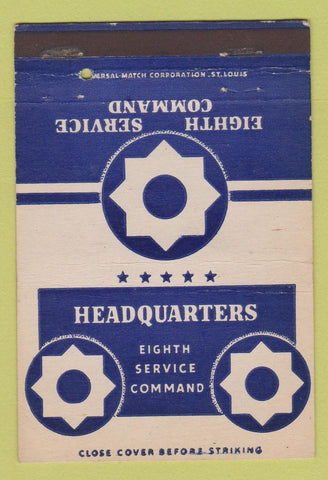 Matchbook Cover Eighth Service Command Headquarters Military postcard 40 Strike
