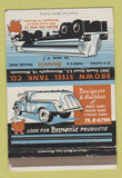 Matchbook Cover Brown Steel Tank Minneapolis MN trailer trucking WEAR 40 Strike
