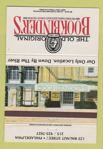 Matchbook Cover - Bookbinder's Restaurant Philadelphia PA 40 Strike