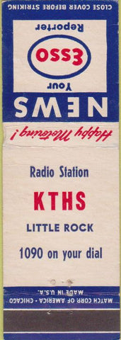 Matchbook Cover - Esso oil gas KTHS Radio Little Rock AR CREASE
