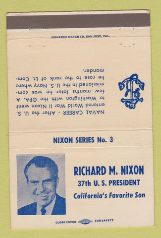 Matchbook Cover - Richard Nixon President RMS Match #3 Anchor Navy 40 Strike