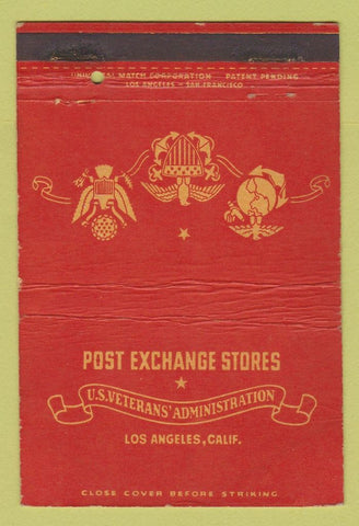 Matchbook Cover - Post Exchange Store Los Angeles CA Vets Admin 40 Strike
