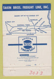 Matchbook Cover - Takin Bros Trucking 40 Strike