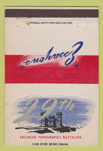 Matchbook Cover 29th Essayons Engineer Topographic Battalion Military 40 Strike