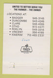 Matchbook Cover - COOP Grain Fertilizer Badger Clare Otho Roelyn IA 40 Strike