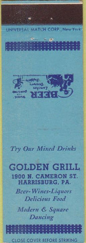 Matchbook Cover - Golden Grill Harrisburg PA