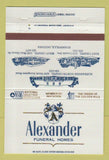 Matchbook Cover - Alexander Funeral Homes Evansville IN 40 Strike
