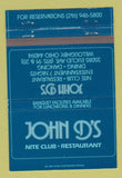 Matchbook Cover - John D's Nite Club Restaurant Willoughby OH 40 Strike
