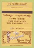 Matchbook Cover - Original Mexican Restaurant Fort Worth TX 40 Strike
