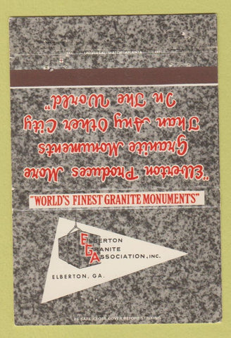 Matchbook Cover - Elberton Granite GA 40 Strike