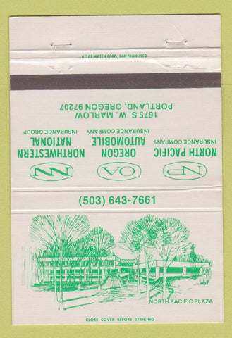 Matchbook Cover - Insurance North Pacific Oregon Auto Portland OR 40 Strike