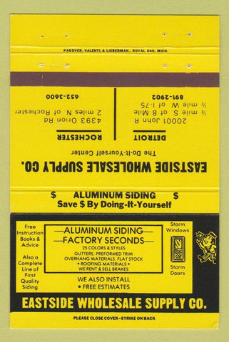 Matchbook Cover - Eastside Wholesale Supply Detroit Rochester MI 40 Strike