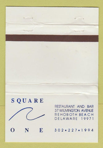 Matchbook Cover - Square One Restaurant Rehoboth Beach DE 40 Strike