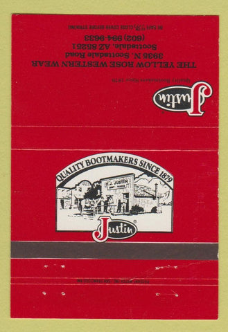 Matchbook Cover - Justin Boots Yellow Rose Western Wear Scottsdale AZ 40 Strike