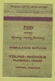 Matchbook Cover - Young Nichols Funeral Home Tipton IN 40 Strike