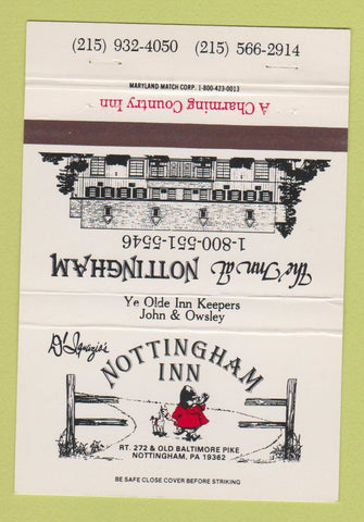 Matchbook Cover - Nottingham Inn PA 40 Strike