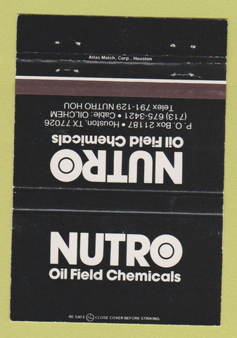 Matchbook Cover - Nutro Oil Field Chemical Houston TX BLACK #1 40 Strike