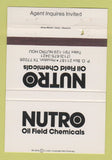 Matchbook Cover - Nutro Oil Field Chemical Houston TX WEAR WHITE #2 40 Strike