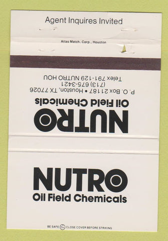 Matchbook Cover - Nutro Oil Field Chemical Houston TX WEAR WHITE #2 40 Strike
