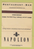 Matchbook Cover - Napoleon Restaurant Bar Philadelphia PA WEAR 40 Strike