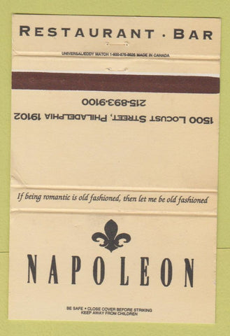 Matchbook Cover - Napoleon Restaurant Bar Philadelphia PA WEAR 40 Strike