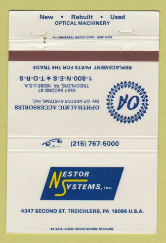 Matchbook Cover - Nestor Systems Optical Machinery Treichlers PA 40 Strike