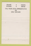 Matchbook Cover - Mannesmann Demac Cranes Hoists Drives 40 Strike