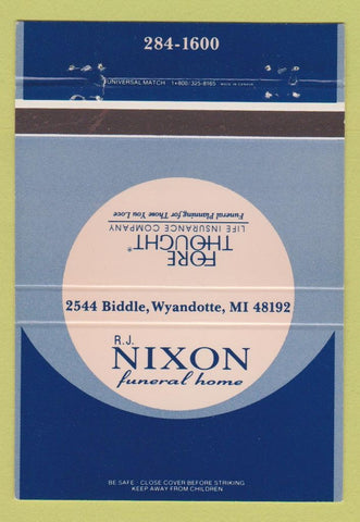Matchbook Cover - RJ Nixon Funeral Home Wyandotte MI 40 Strike