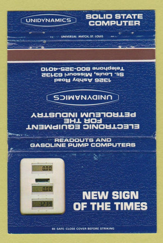 Matchbook Cover - Unidynamics Gas Pump Computers St Louis MO WEAR 40 Strike