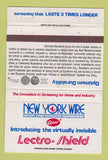 Matchbook Cover - New York Wire Door Window Screening York PA WEAR 40 Strike