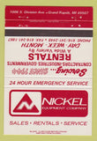 Matchbook Cover - Nickel Equipment Rentals Grand Rapids MI 40 Strike