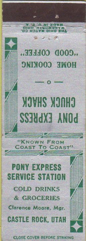 Matchbook Cover - Pony Express Chuck Shack Castle Rock UT