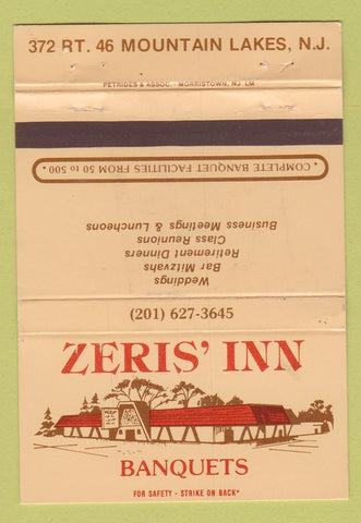 Matchbook Cover - Zeris' Inn Mountain Lakes NJ WEAR 40 Strike