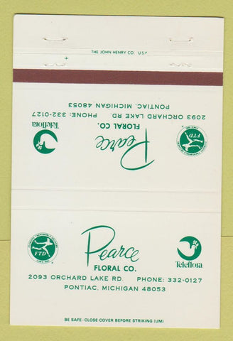 Matchbook Cover - Pearce Floral Flowers Pontiac MI 40 Strike