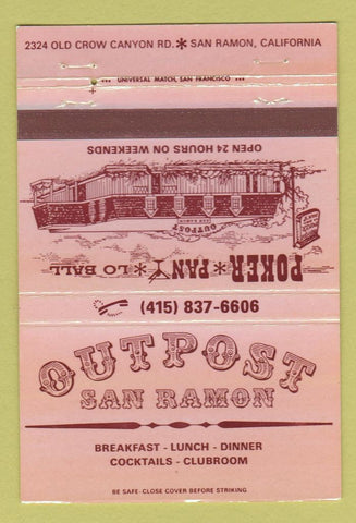 Matchbook Cover - Poutpost Restaurant Poker San Ramon CA 40 Strike
