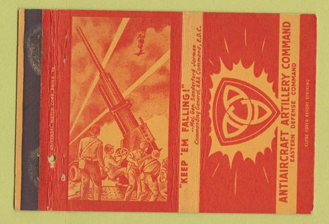 Matchbook Cover - Anti Aircraft Artillery Command WWII WEAR postcard 40 Strike