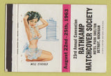 Matchbook Cover - RMS Convention 1963 Detroit MI pinup Well Stacked 40 Strike