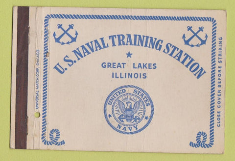 Matchbook Cover - US Naval Training Station Great Lakes IL postcard #1 40 Strike