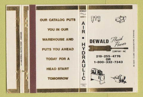 Matchbook Cover - Dewald Tools WEAR 40 Strike