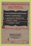 Matchbook Cover - Miller Laundry Machinery Detroit MI girlie WEAR 40 Strike