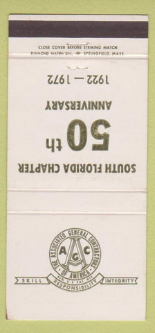 Matchbook Cover Associated General Contractors of America 1972 FL WEAR 30 Strike