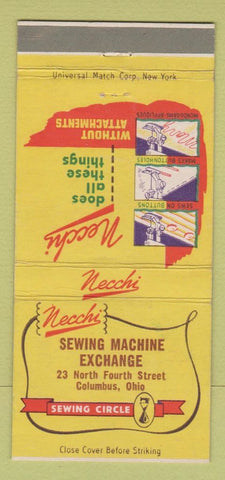 Matchbook Cover - Necchi Sewing Machine Columbus OH 30 Strike