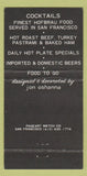 Matchbook Cover - Max's Hofbrau San Francisco CA 30 Strike