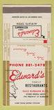 Matchbook Cover - Edward's Family Restaurants Tarzana CA WEAR 30 Strike